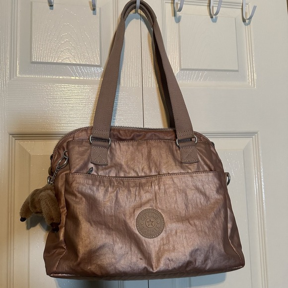 Kipling Women's Metallic Rose Gold Handbag Crossbody Pink - Picture 1 of 8